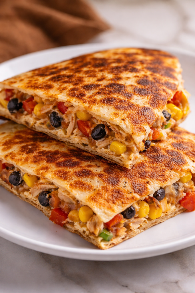 crispy oven baked chicken quesadillas
